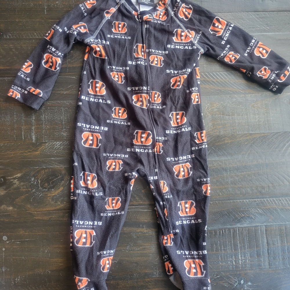 NFL Team Logo Kids One Piece Pajama - Black and Orange